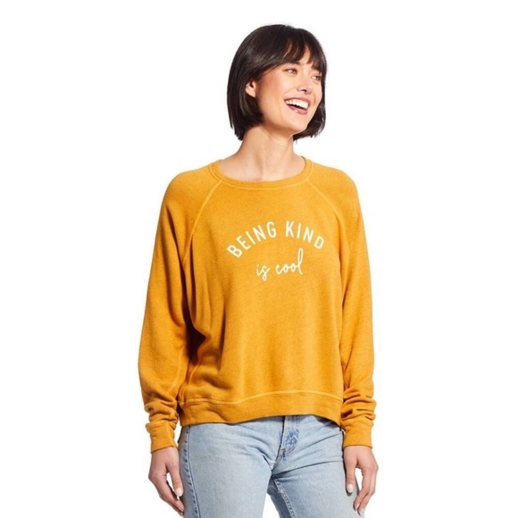 good hYOUman Tops - good hYOUman Being Kind Is Cool The Smith Sweatshirt in Sunflower Yellow